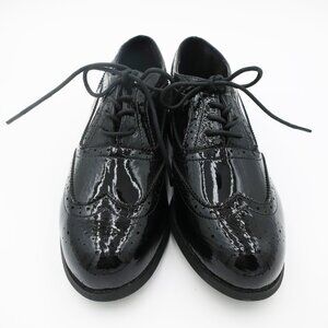 London Rebel Barnaby Lace Up Brogues - Black Patent Leather Women US 9 UK 7